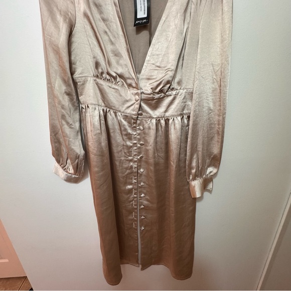 Pale Gold Satin Midi Dress - Picture 2 of 2